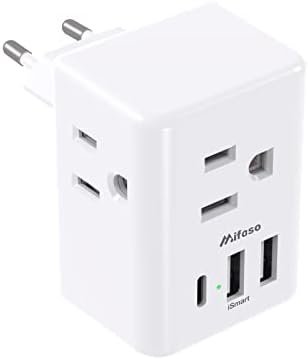 European Travel Plug Adapter with USB Charging Ports(1 USB C), International Typ... - Image 2