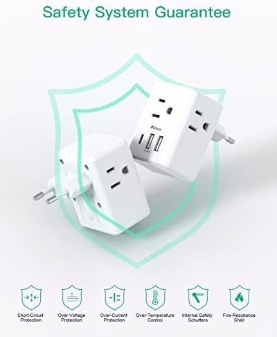 European Travel Plug Adapter with USB Charging Ports(1 USB C), International Typ... - Image 7