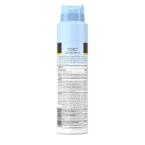 Neutrogena Sunscreen Spray, Ultra Sheer ® Body Mist, Broad Spectrum SPF 70, Non-... - Image 8