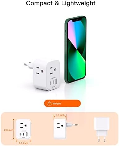 【2-Pack】 European Travel Plug Adapter, International Power Plug Adapter with 3 O... - Image 4