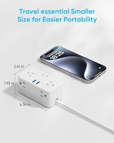 European Travel Plug Adapter, EU/UK/US Travel Plug Adapter Power Strip, 6 AC Out... - Image 7