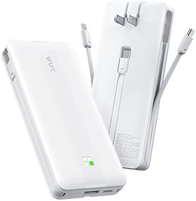 VRURC Portable Charger, 22.5W Fast Charging Power Bank with Built-in Cables & AC... - Image 2