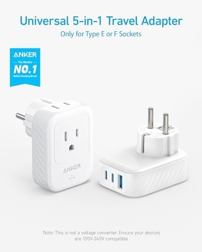 European Travel Plug Adapter, Anker 15W USB-C Power Plug, Fits Type E/F Sockets ... - Image 3