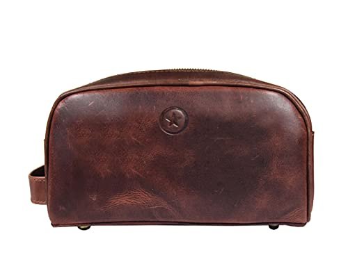 10" Premium Leather Toiletry Travel Pouch With Waterproof Lining | King-Size Han... - Image 8