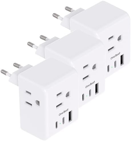 3 Pack European Travel Plug Adapter, One Beat International Power Plug Adapter w... - Image 2