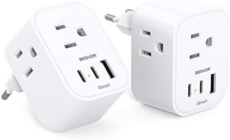 【2-Pack】 European Travel Plug Adapter, International Power Plug Adapter with 3 O... - Image 2