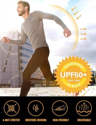 BALEAF Men's Sun Protection Shirts UV SPF UPF 50+ Long Sleeve Rash Guard Fishing... - Image 5