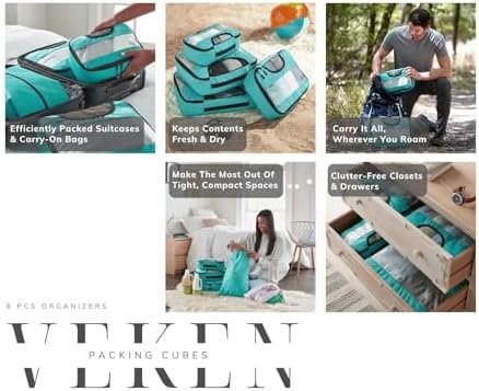 Veken 6 Set Packing Cubes for Suitcases, Travel Essentials for Carry on Luggage,... - Image 8