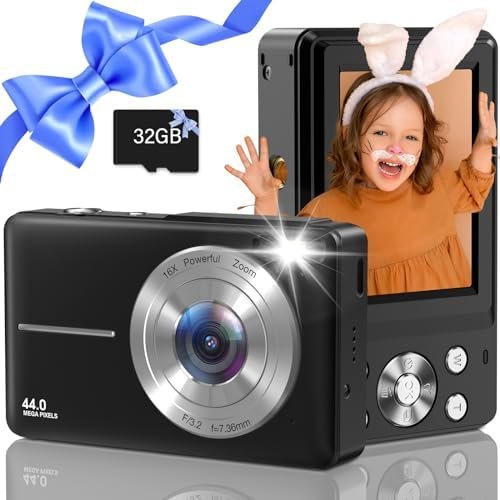 Digital Camera, FHD 1080P 44MP Kids Camera with 32GB Card,Compact Vlogging Camer... - Image 2