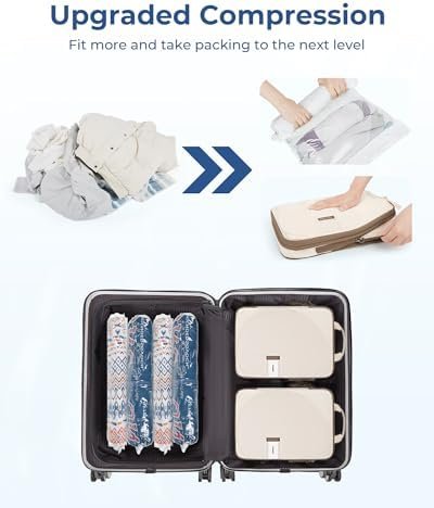 BAGSMART Compression packing cubes with 4-Pack Vacuum Storage Bags, Travel Packi... - Image 3