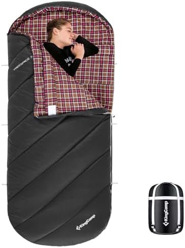 KingCamp Sleeping Bag for Adults, Extra Wide Flannel Sleeping Bag for Camping Ba... - Image 2