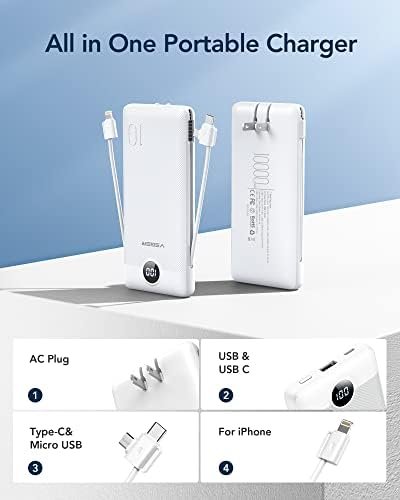 VEGER Portable Charger for iPhone Built in Cables and Wall Plug, 10000mah Slim F... - Image 3