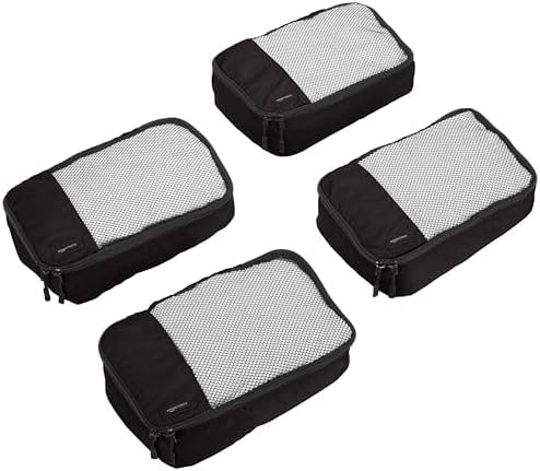 Amazon Basics 4 Piece Packing Travel Organizer Zipper Cubes Set, Small, Black - Image 4