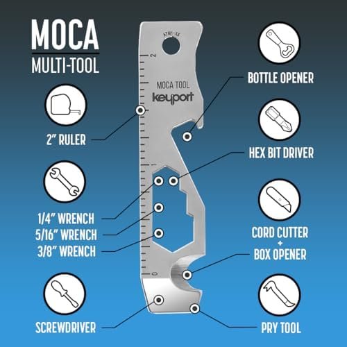 Keyport MOCA 10-in-1 Keychain Multitool (Stainless) | EDC Multi Tool: Pry Bar, B... - Image 4
