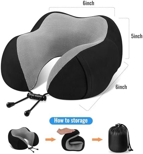 Travel Pillow Premium Memory Foam, Comfortable & Supportive Neck Pillow, Pain Re... - Image 4