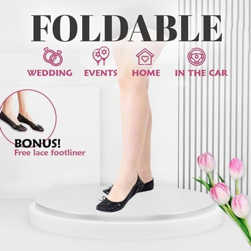 Women's Foldable Portable Travel Ballet Flat Roll Up Slipper Shoes - Image 4