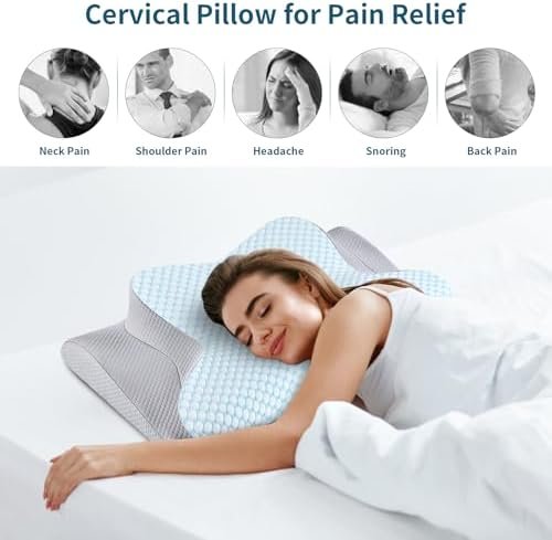 Neck Pillow Cervical Memory Foam Pillows for Pain Relief Sleeping, Contour Pillo... - Image 4