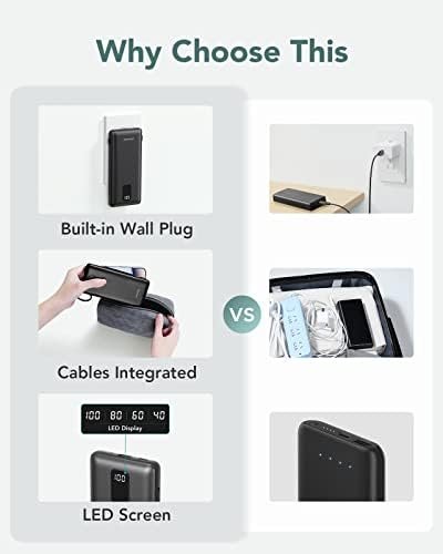 Charmast Portable Charger with Built-in Cables and AC Wall Plug, 10000mAh Compac... - Image 5