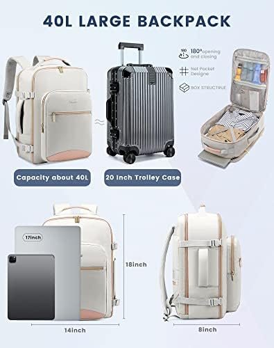 LOVEVOOK Carry on Travel Backpack, 40L Waterproof Large 17inch Laptop Luggage Da... - Image 4