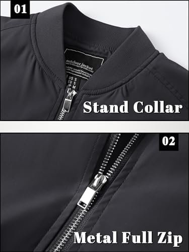 TACVASEN Men's Bomber Jacket Lightweight Casual Spring Fall Windbreaker Zip Up C... - Image 6