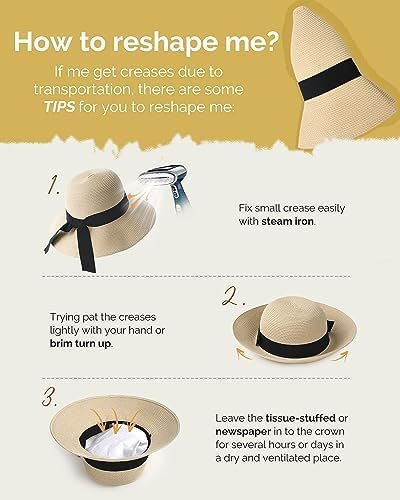 FURTALK Womens Beach Sun Straw Hat UV UPF50 Travel Foldable Brim Summer UV Hat - Image 7