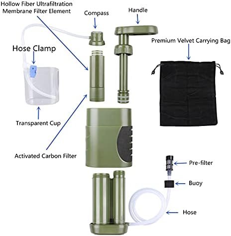 Portable Hand Pump Water Filter,100000Gallons Camping Water Filter Survival,3-Gr... - Image 7