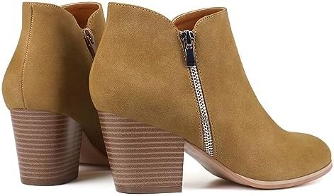 firelli Women Ankle Boots Low Heel Boot Round Toe Zipper Booties - Image 6