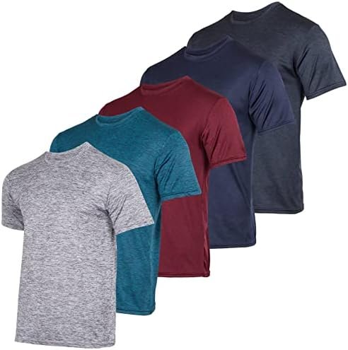 Real Essentials 5 Pack: Men’s Short Sleeve Dry Fit Active Crew Neck T Shirt - At... - Image 2