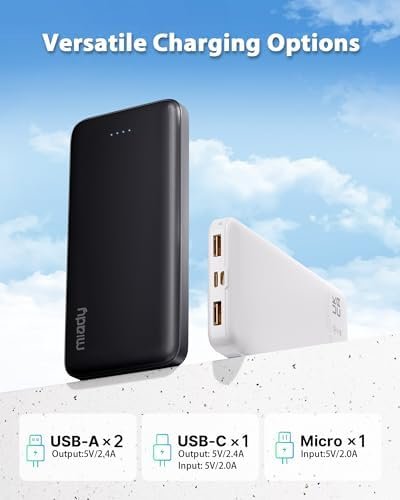 Miady 2-Pack 10000mAh Dual USB Portable Charger, USB-C Fast Charging Power Bank,... - Image 6