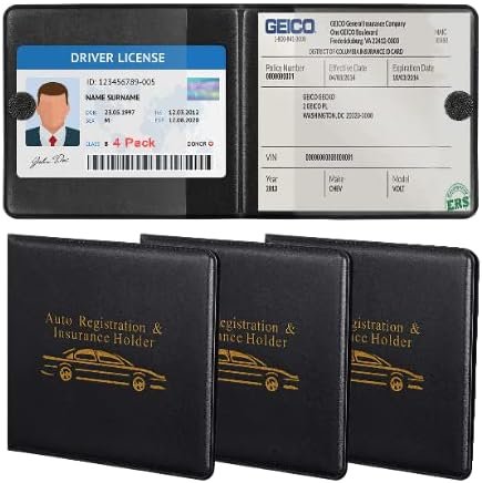 Car Auto Insurance Registration BLACK Document Wallet Holders 4 Pack,Automobile,... - Image 2
