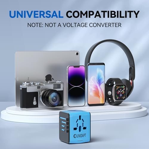 Unidapt Universal Travel Adapter, International Plug Adapter Fast 2,4A 4-USB Eur... - Image 7