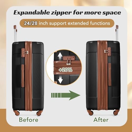 Merax Luggage Set 3 Piece Suitcase Set Expandable Lightweight Spinner Suitcase w... - Image 3