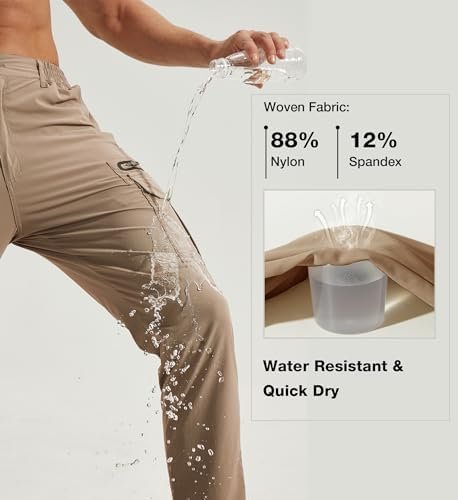 Hiking Pants Men Lightweight Quick Dry - Water Resistant Outdoor Cargo Pants wit... - Image 4