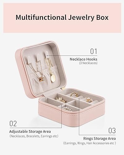 Vlando Travel Jewelry Box, Small Jewelry Travel Organizer Case for Girls Women -... - Image 4