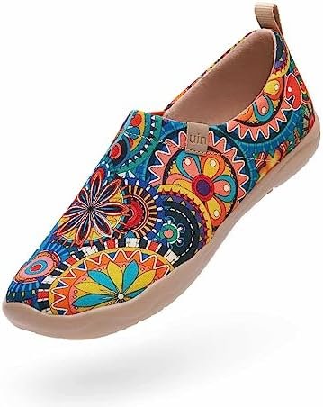 UIN Women's Fashion Floral Art Sneaker Painted Canvas Slip-On Ladies Travel Shoe... - Image 2