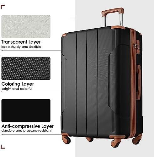 Merax Luggage Set 3 Piece Expandable Lightweight Spinner Suitcase with Corner Gu... - Image 4