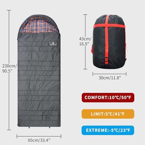 Polycotton Sleeping Bag for Adult&Kids,Cold&Warm Weather Large with Compression ... - Image 7