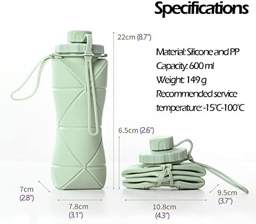 Collapsible Water Bottle, Silicone Foldable Water Bottles For Travel, Easy-To-Ca... - Image 3