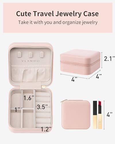 Vlando Travel Jewelry Box, Small Jewelry Travel Organizer Case for Girls Women -... - Image 6