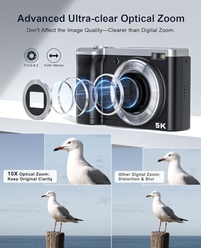 5K Digital Camera with 64GB Card, Touch Screen & 10X Optical Zoom, 56MP Front an... - Image 6