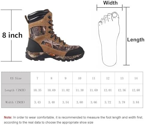 Hunting Boots for men Waterproof Hiking Boots Camo Outdoor Shoes, 8", 400g Thins... - Image 7