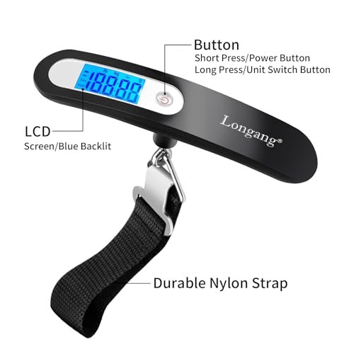 110 Lbs Digital Hanging Luggage Scale with Backlit for Travel, Comfortable Handl... - Image 5