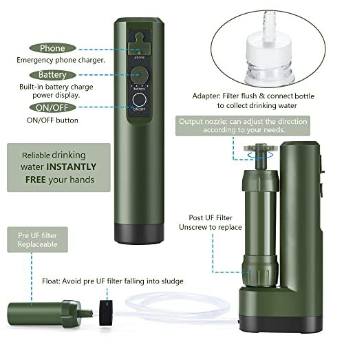 Electric Portable Water Filter Purifier Survival for Camping Backpacking Hiking ... - Image 7
