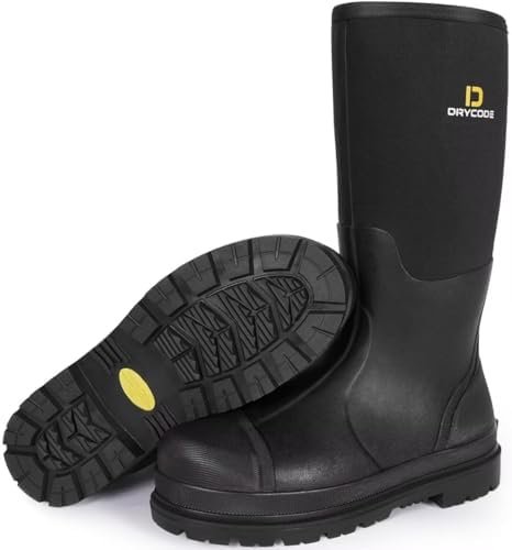 D DRYCODE Work Boots for Men with Steel Shank, Waterproof Rubber Boots, Warm 6mm... - Image 2
