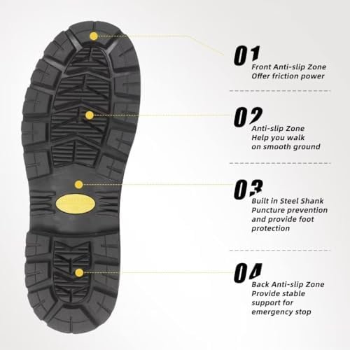 D DRYCODE Work Boots for Men with Steel Shank, Waterproof Rubber Boots, Warm 6mm... - Image 5