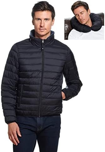 Weatherproof Mens Puffer Jackets - Packable Travel Neck Pillow Alternative Down ... - Image 2