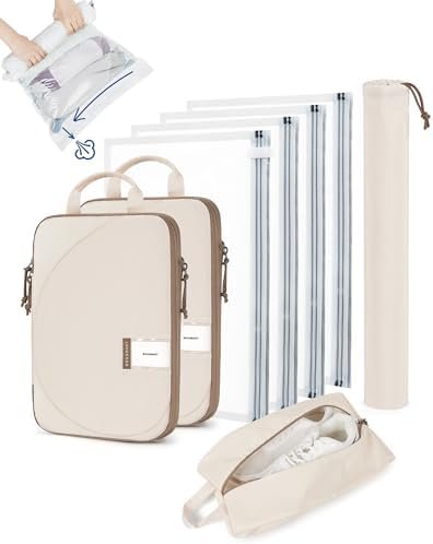 BAGSMART Compression packing cubes with 4-Pack Vacuum Storage Bags, Travel Packi... - Image 2