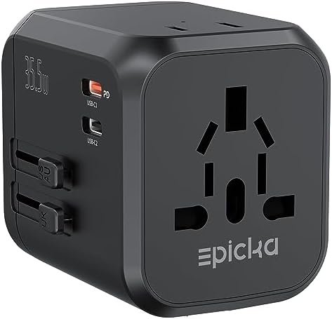 EPICKA Universal Travel Adapter, International Plug Adapter with Dual AC Outlet,... - Image 2