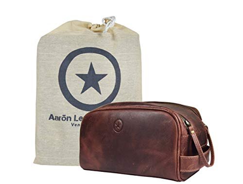 10" Premium Leather Toiletry Travel Pouch With Waterproof Lining | King-Size Han... - Image 2
