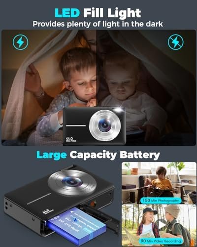Digital Camera, FHD 1080P 44MP Kids Camera with 32GB Card,Compact Vlogging Camer... - Image 8